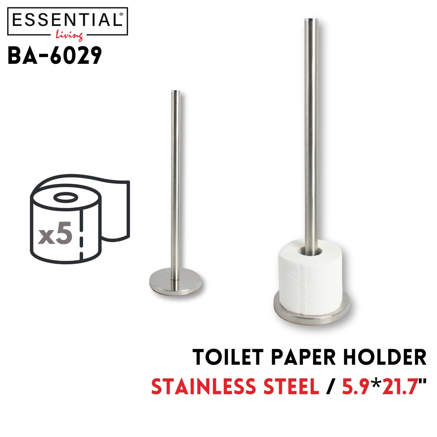 S/S Toilet Paper Holder, height 21"