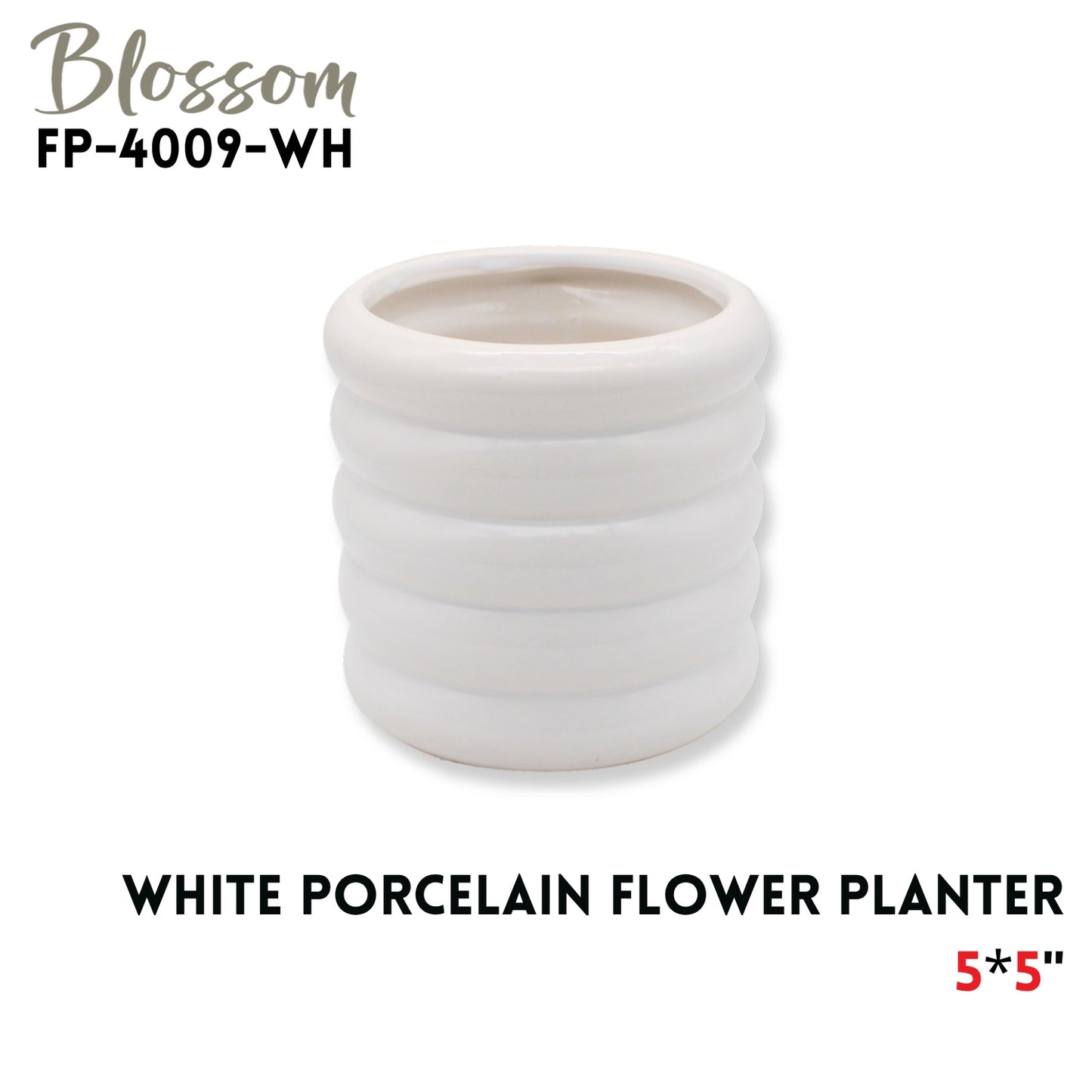 PORCELAIN FLOWER PLANTER 5X5" WHITE