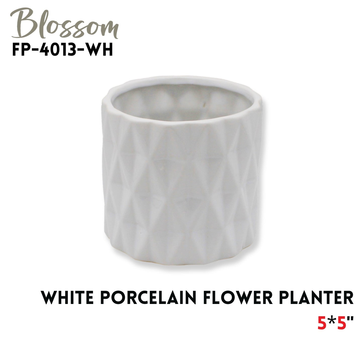 PORCELAIN FLOWER PLANTER 5X5" WHITE