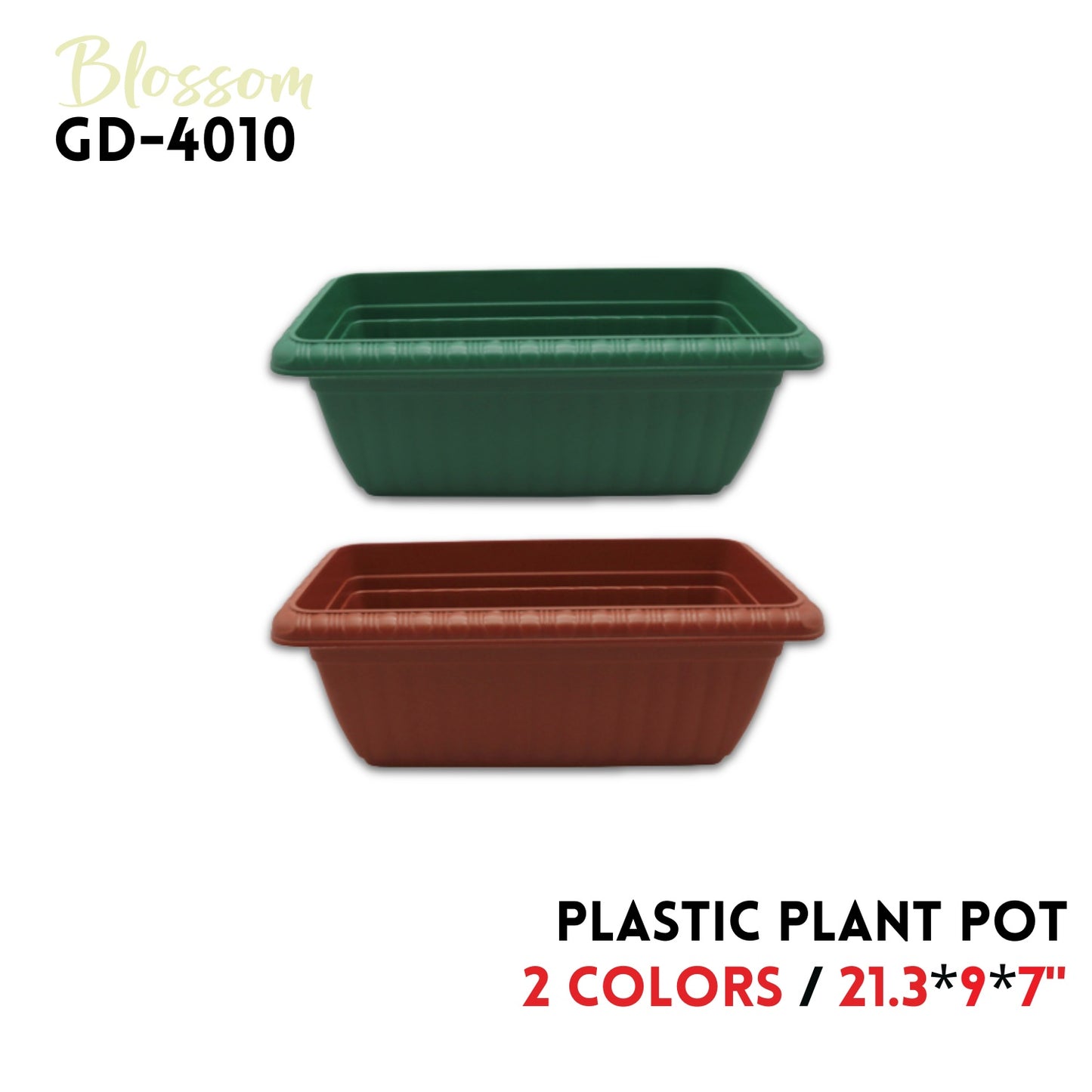 Plastic Plant Pot 21.3"x9"x7",2 colors
