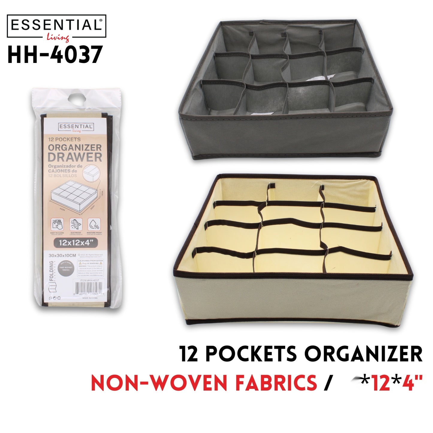 Storage Box,12 Pockets,12"x12"x4",2colors,Non-wovenfabrics