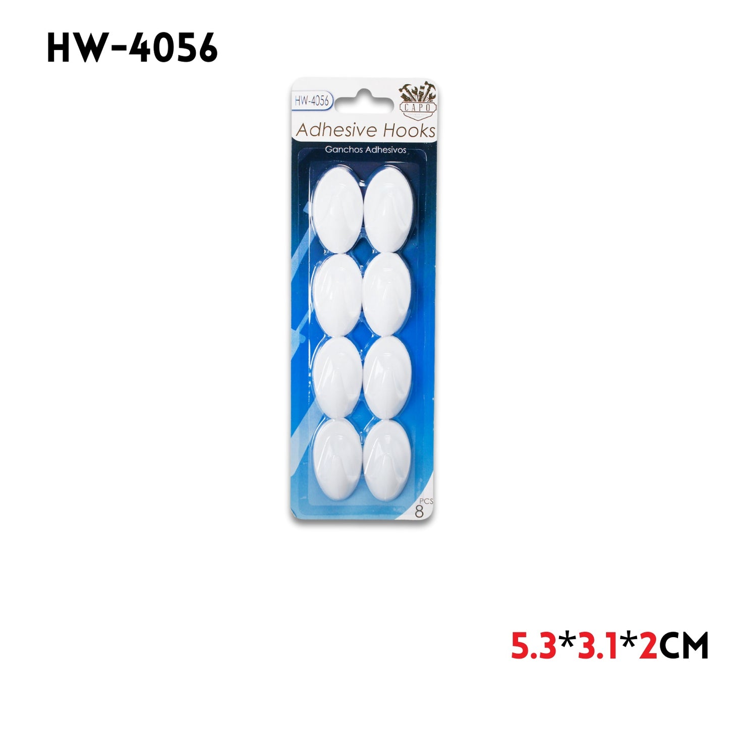 8pk Adhesive Vogue Hooks, 5.3x3.1x2cm, PP