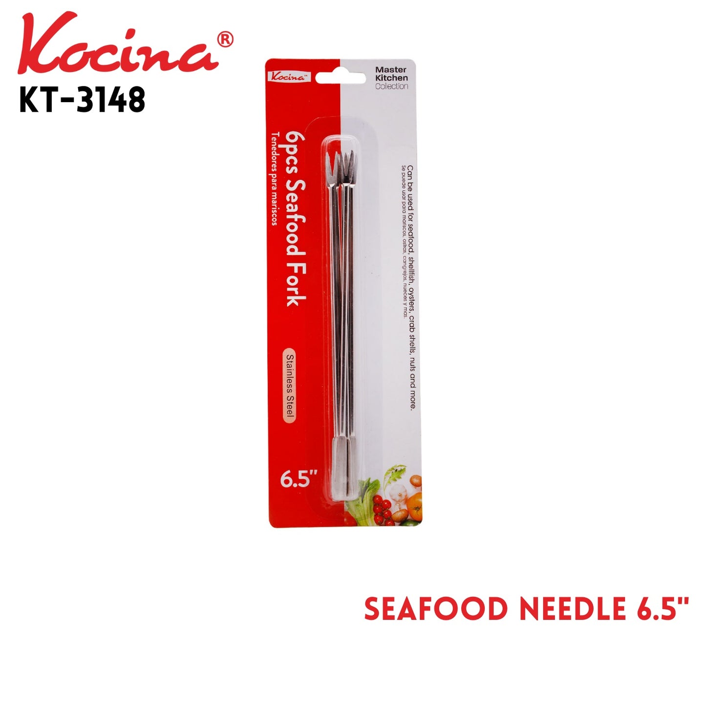 6pcs Seafood Fork, seafood needle*6, size:16.5*0.5cm/9g, #20