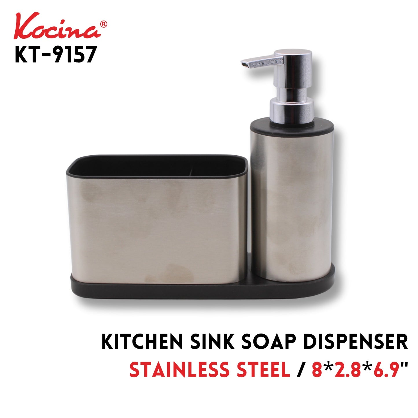 Stainless Steel Kitchen Sink Soap Dispenser 8"x2.8"x6.9"