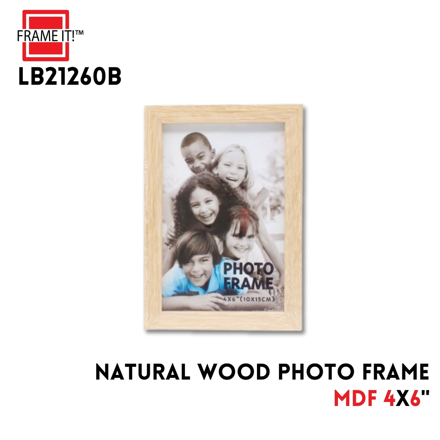 MDF Frame 4X6" Natural Wood Thick Narrow