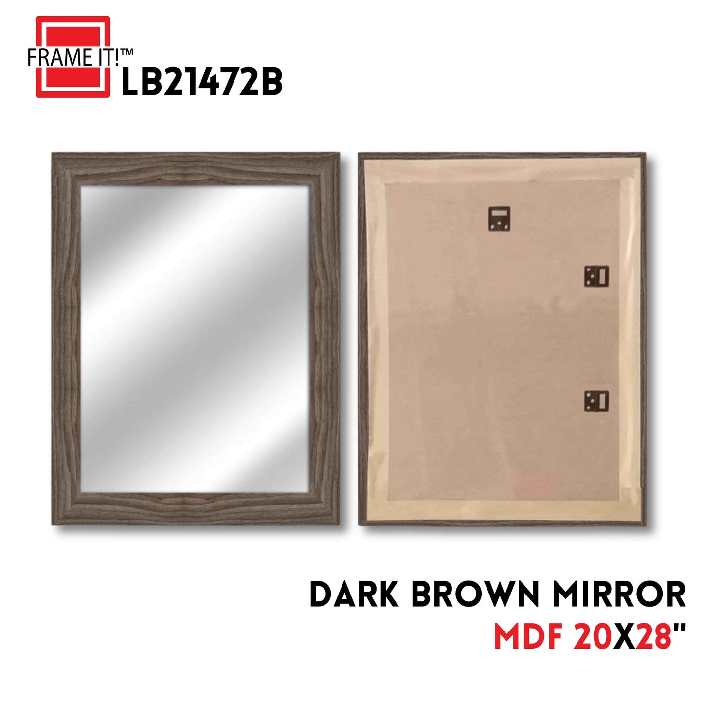 MDF 20X28" MIRROR DARK WOOD