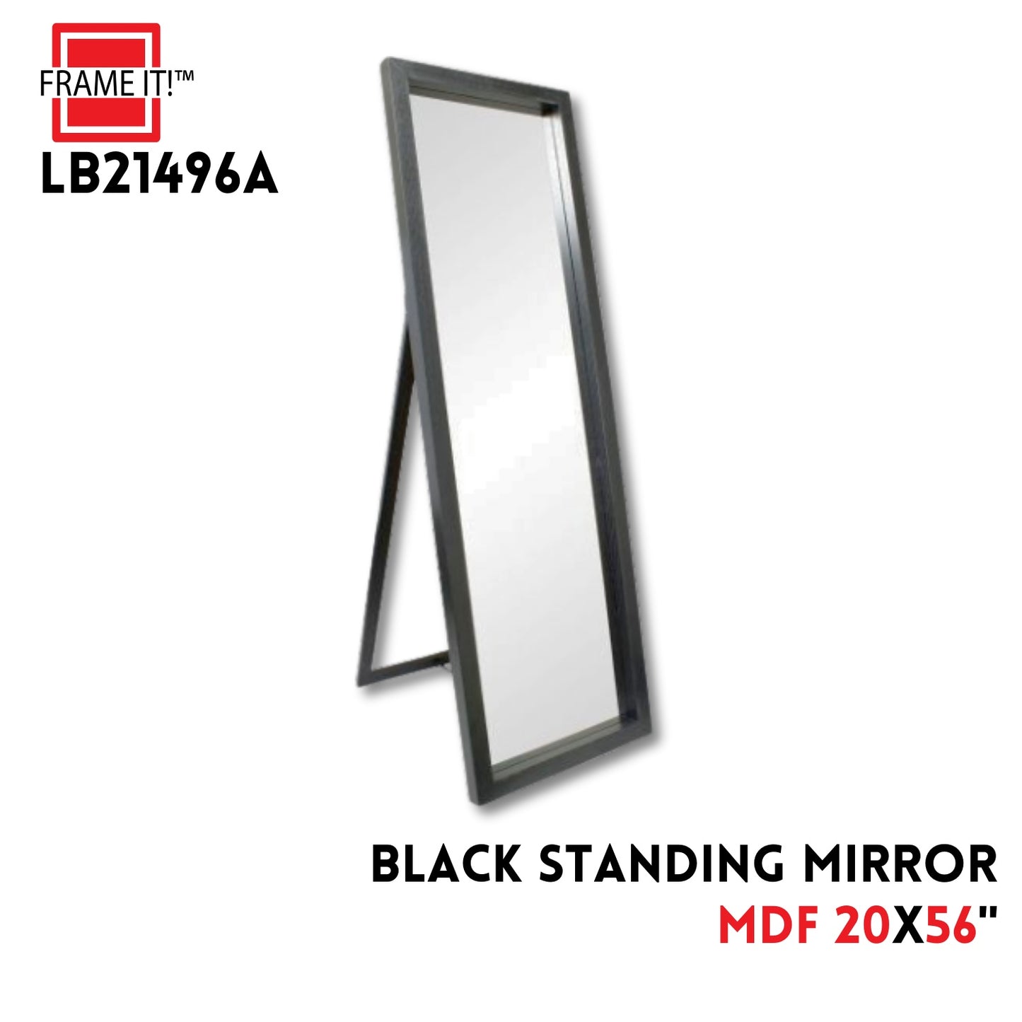 MDF STANDING MIRROR 20x56 BLACK