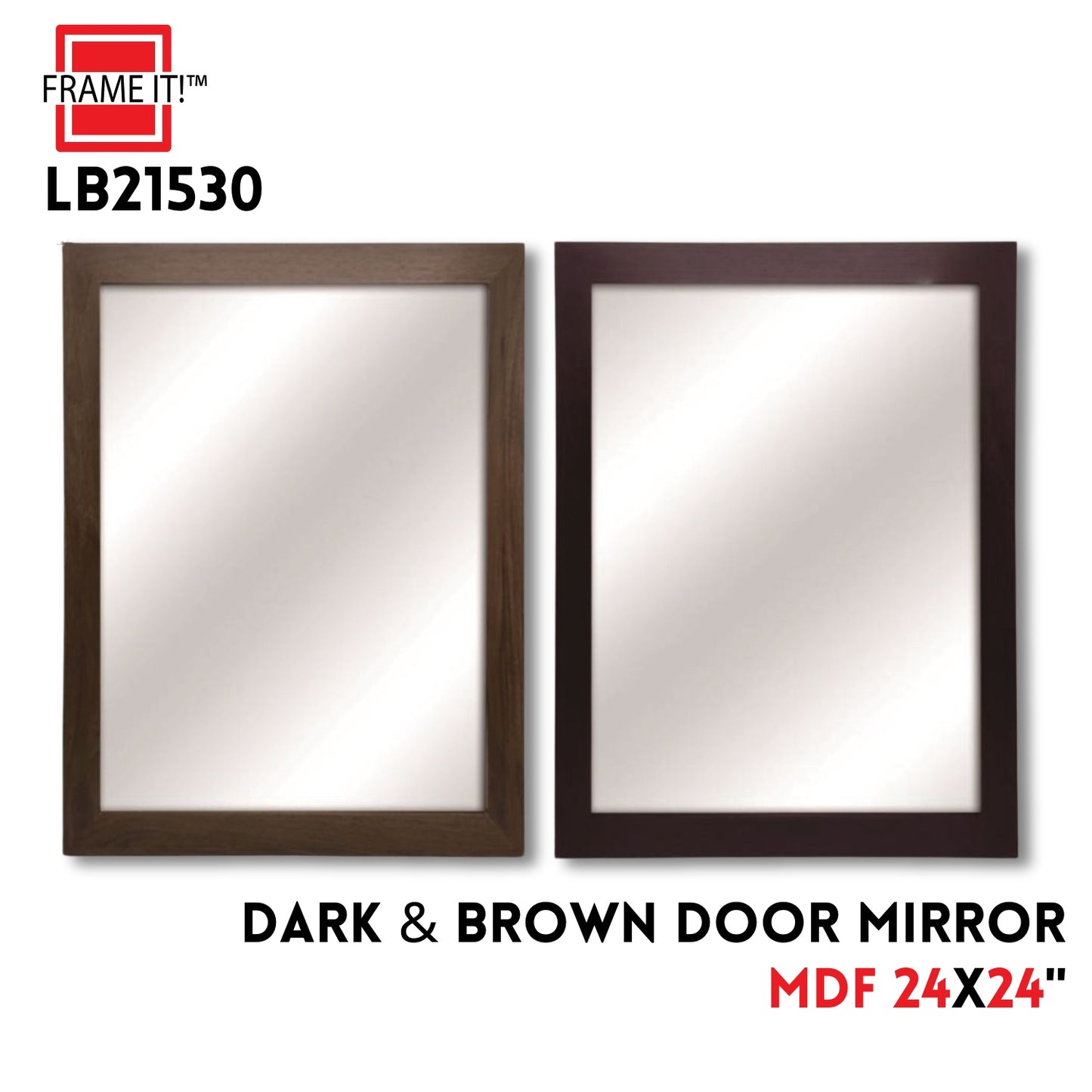 MDF Mirror 24x24" Dark / Brown wood look