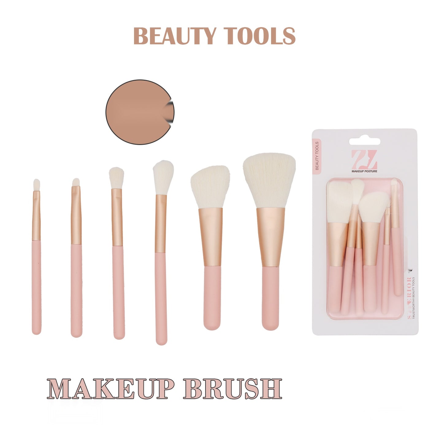 6pcs Makeup Brush Set, Plastic+Nylon