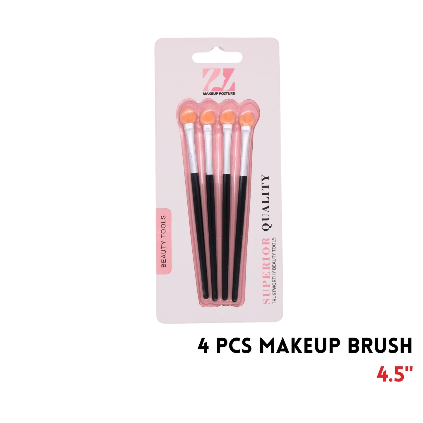 4pcs Makeup Brush, 4.5", Plastic+Latex