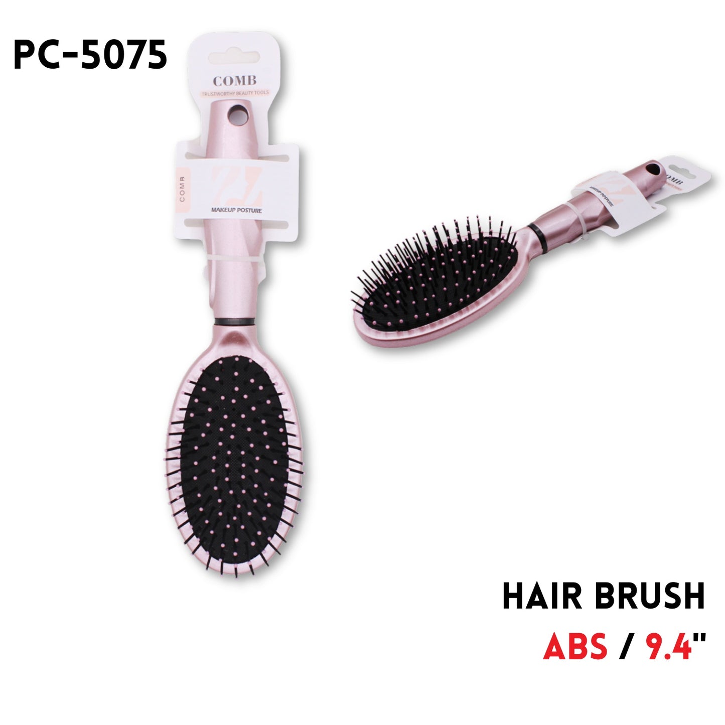 Hair Brush, 9.4", ABS, Pink