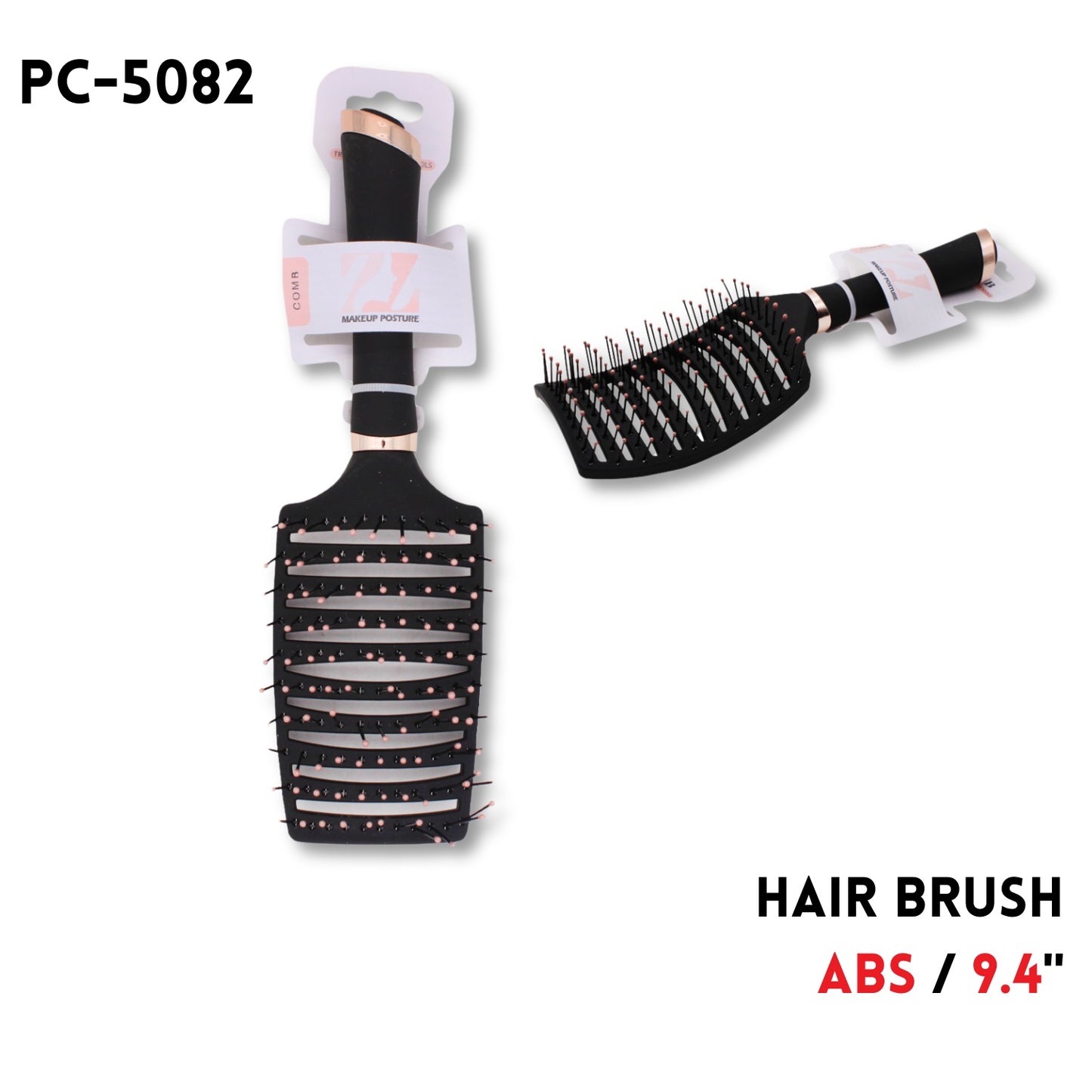 Hair Brush, 9.4", ABS, Black