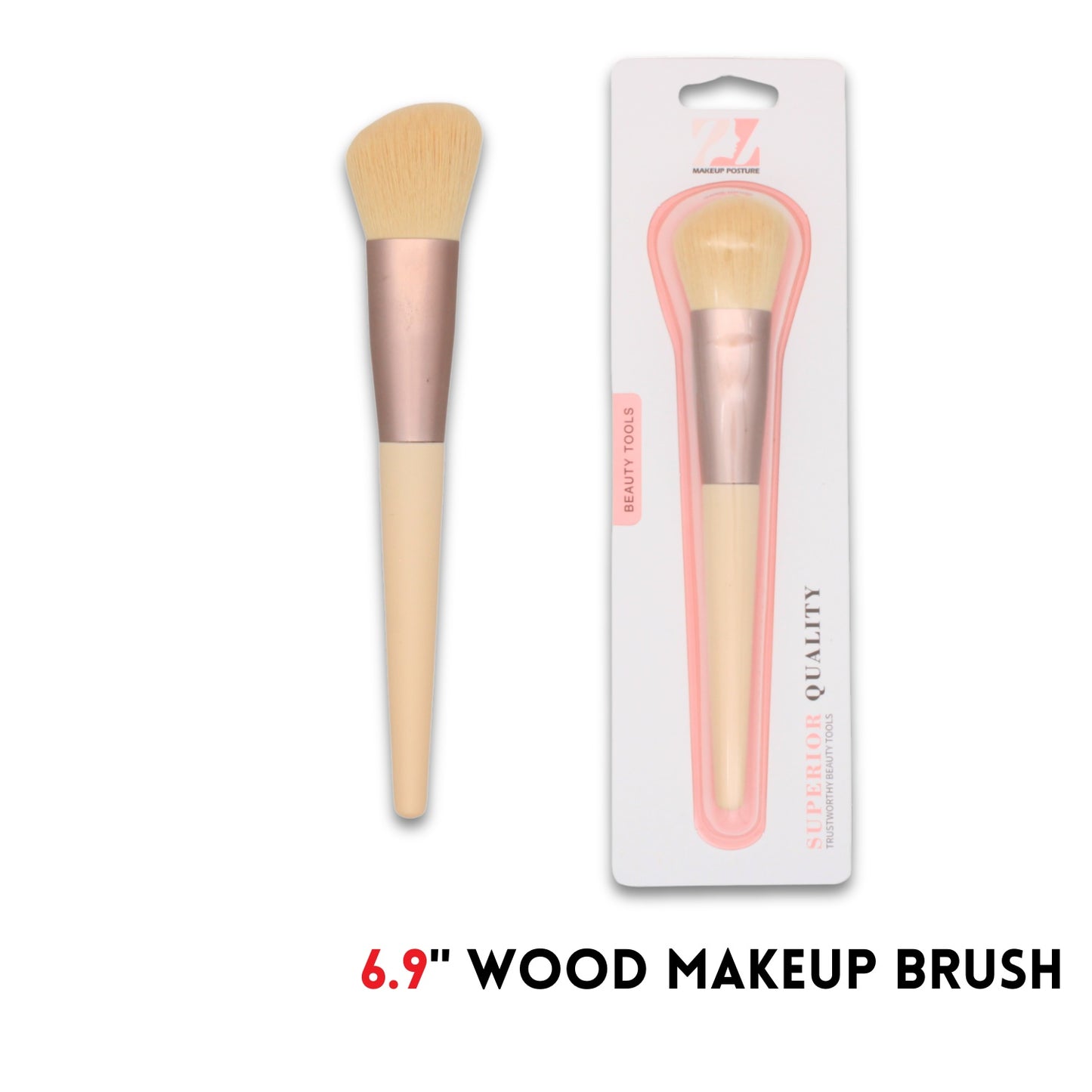 Makeup Brush,wood,6.9"