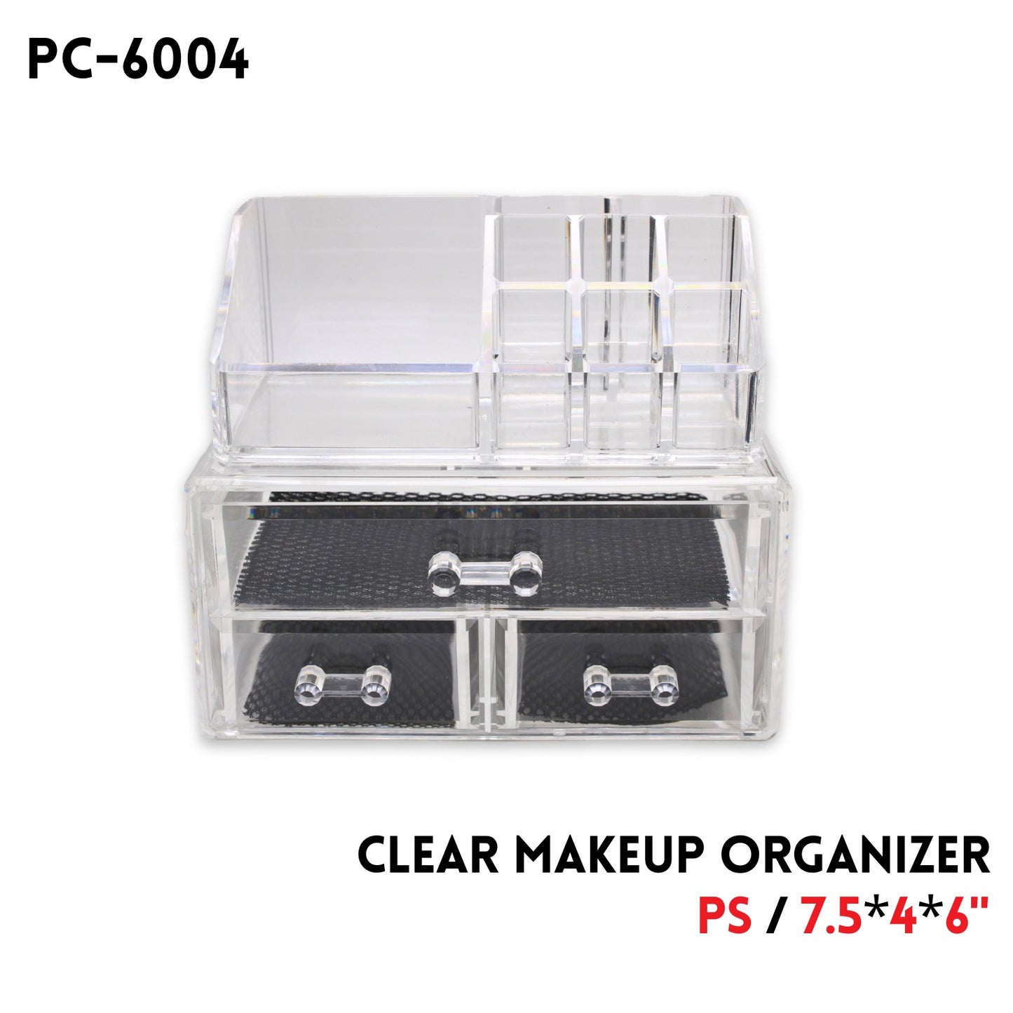 Clear Makeup Organizer, PS, 7.5"x4"x6"