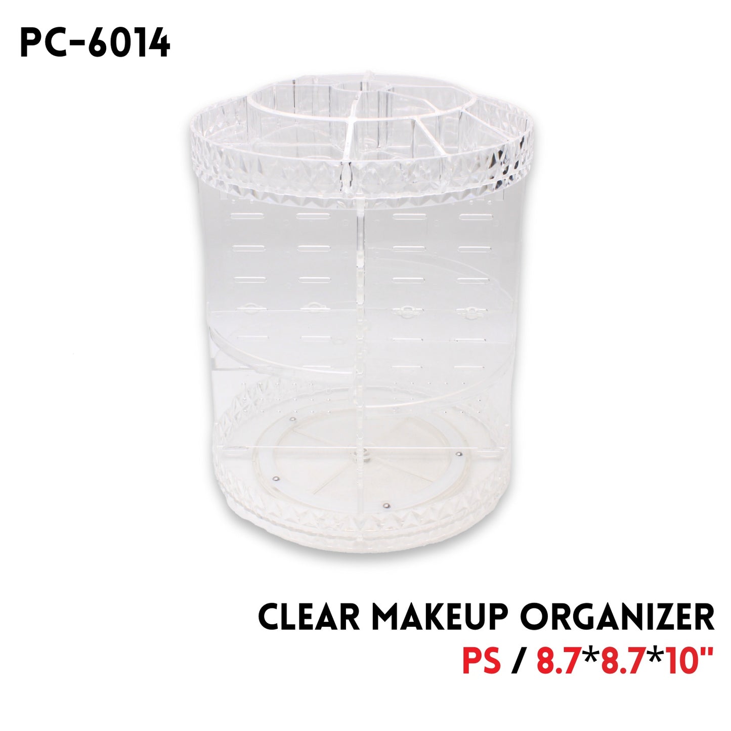 Clear Makeup Organizer, PS, 8.7"x8.7"x10"
