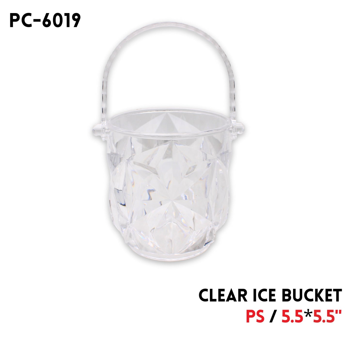 Clear Ice Bucket, PS, 5.5"x5"