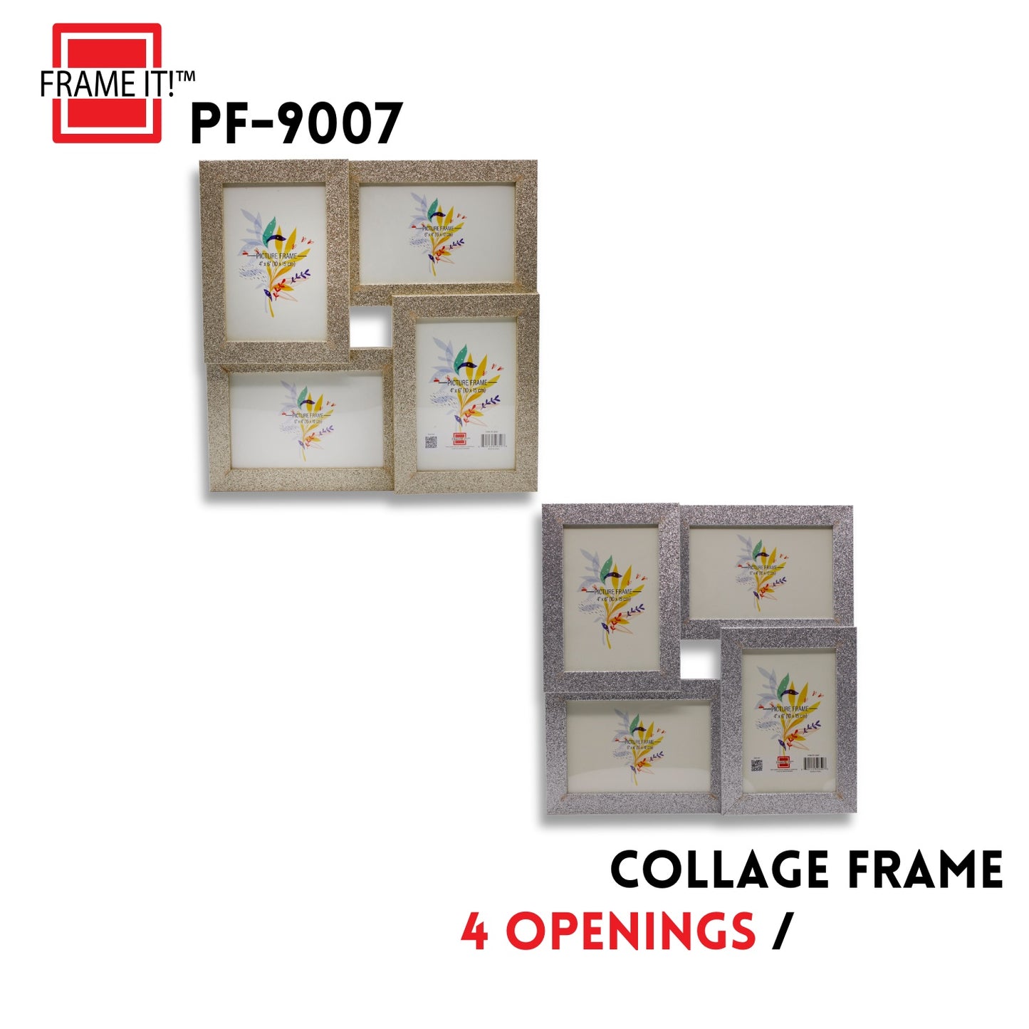 PS Collage Frame Gold, Silver 4(4x6) Openings