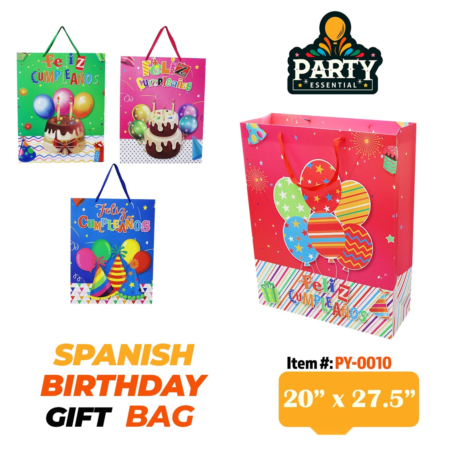 20"x27.5X8" Spanish Birthday Gift Bag