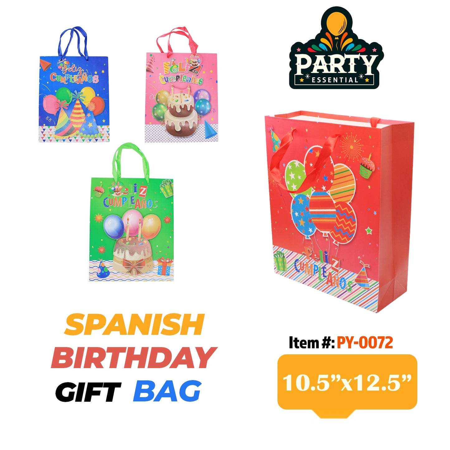 10.5"x12.5" X 4" 3D Spanish Birthday Gift Bag