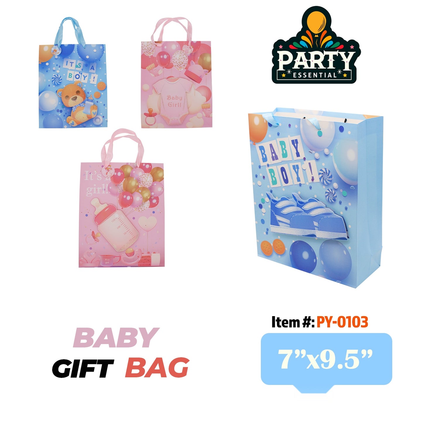 7"x9.5"X3" 3D Baby Gift Bag