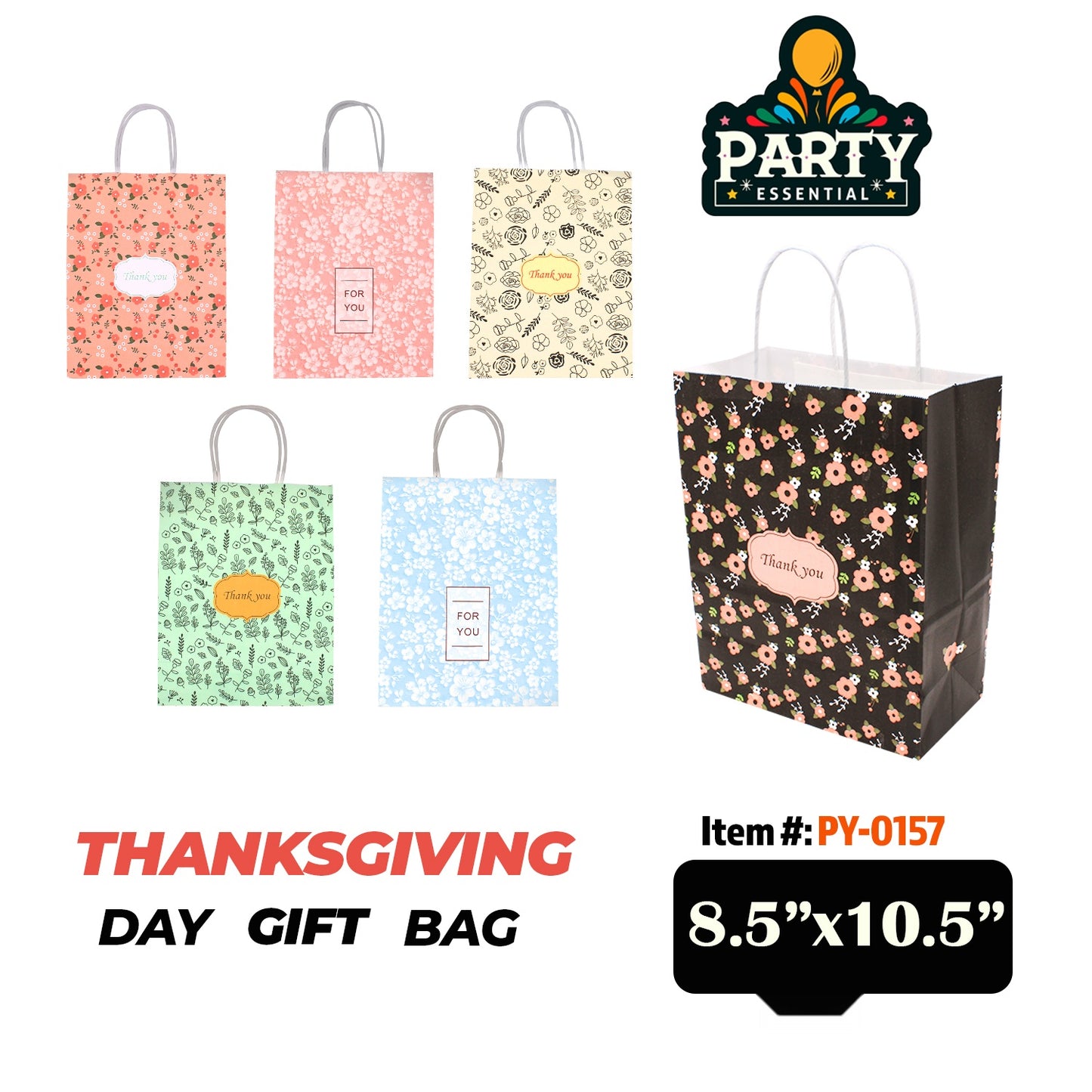 8.5"x10.5"X4" Thanksgiving Day Gift Bag