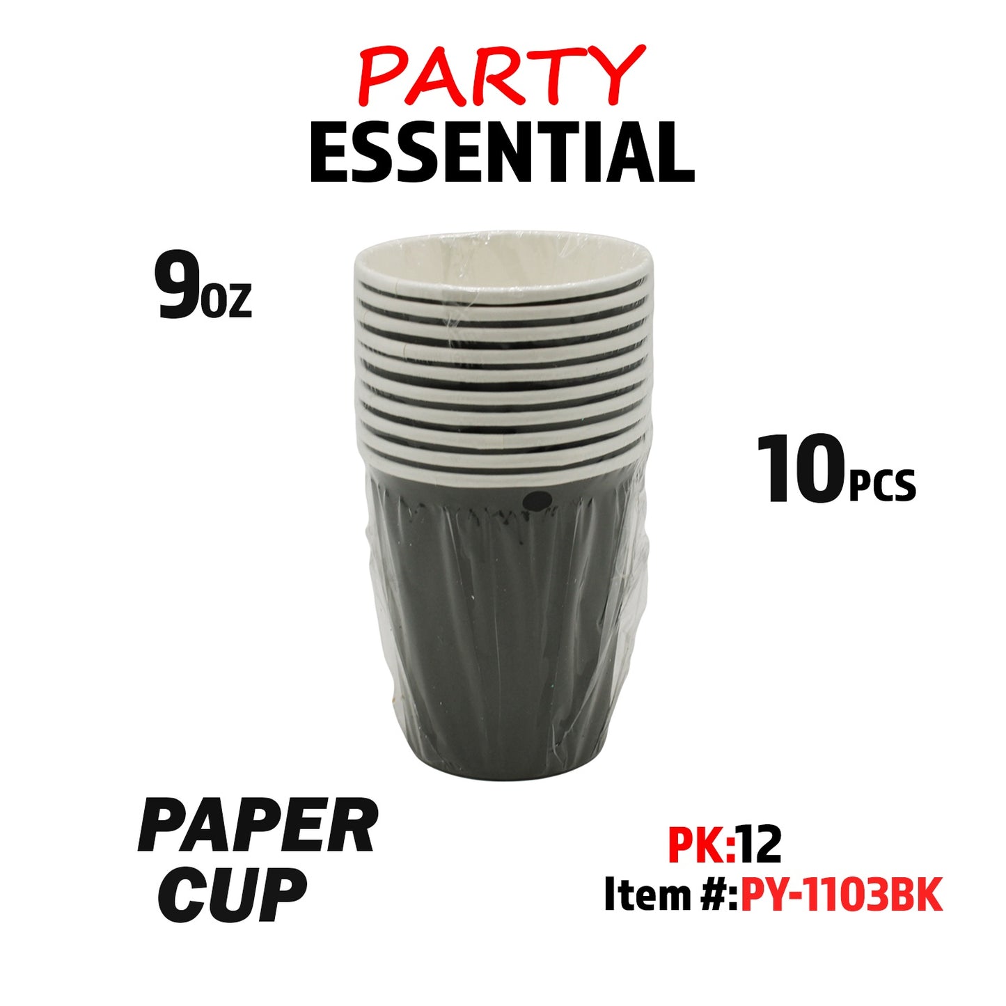 10pcs 9oz Paper Cup Black