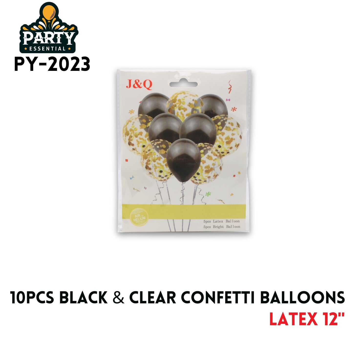 10pcs Black&Clear Confetti Balloons 12",2.8/pcs,Latex