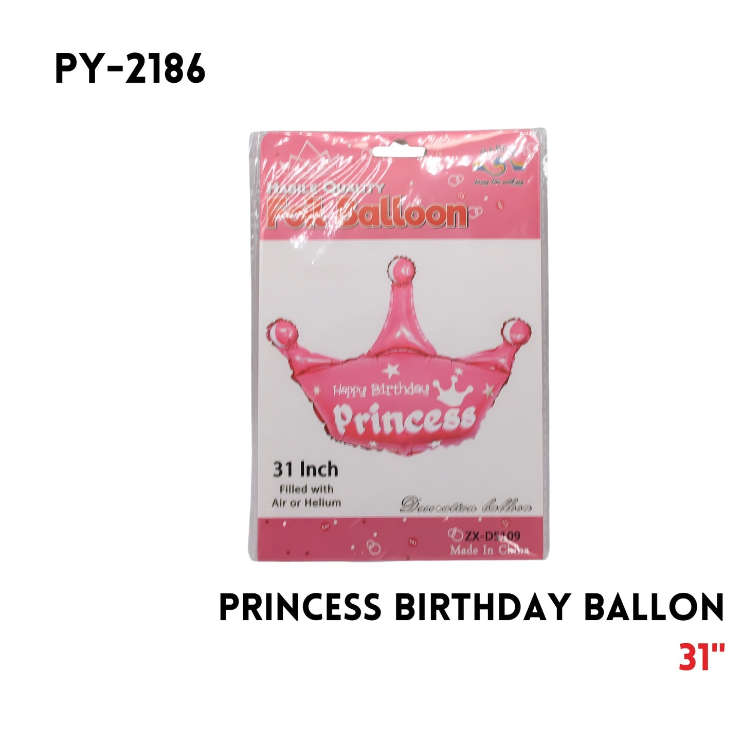 1PCPink Princess CrownFoil Balloon 31"D,hydrogen balloon