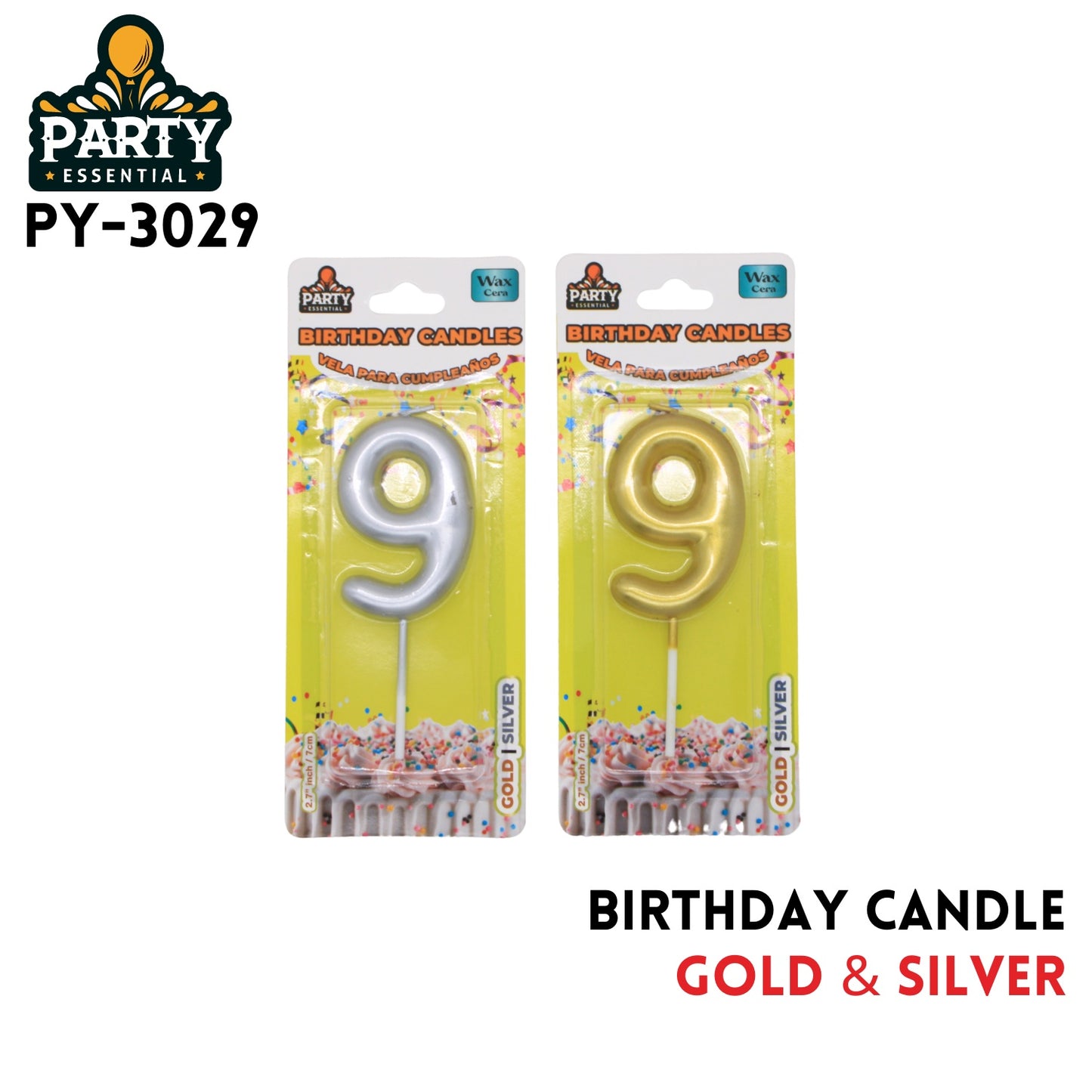 Gold&Silver Birthday Candle #9