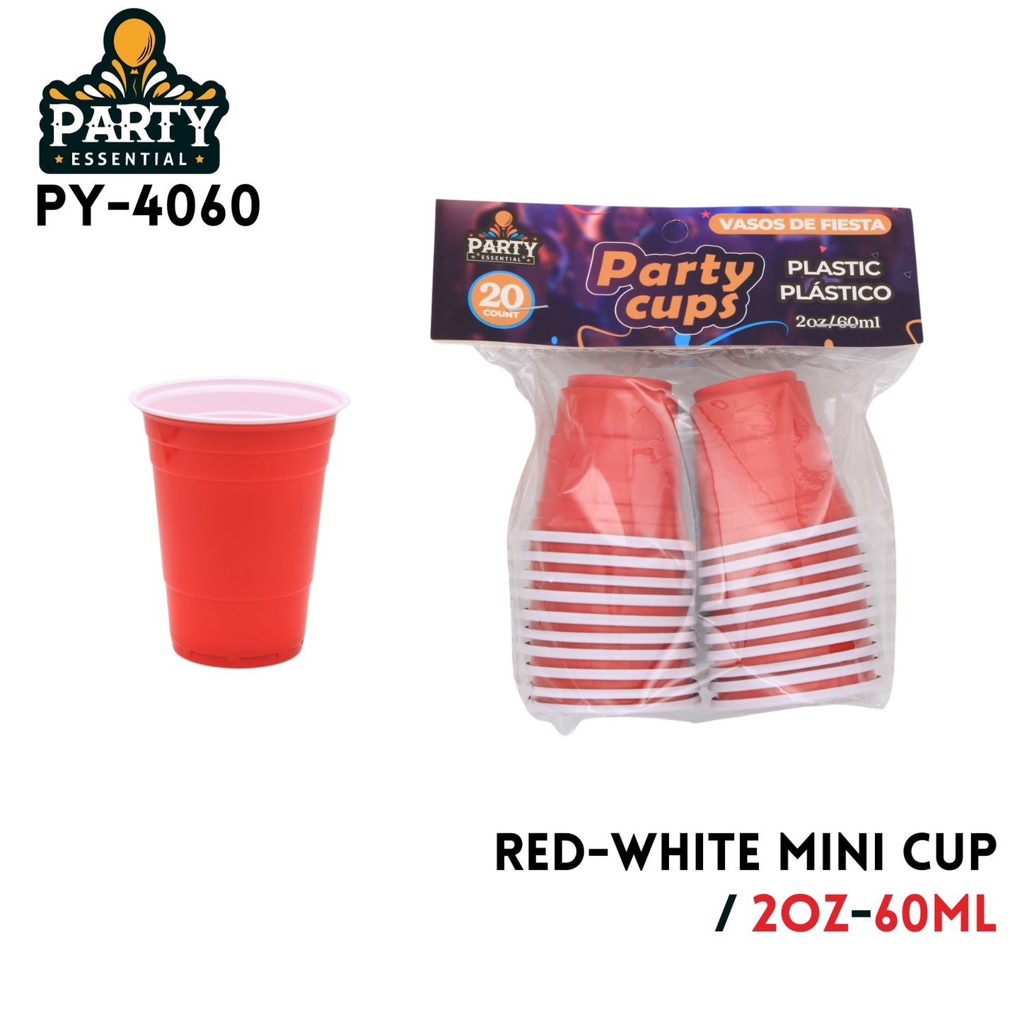 20pcs 2oz Mini Cup, PP, Red