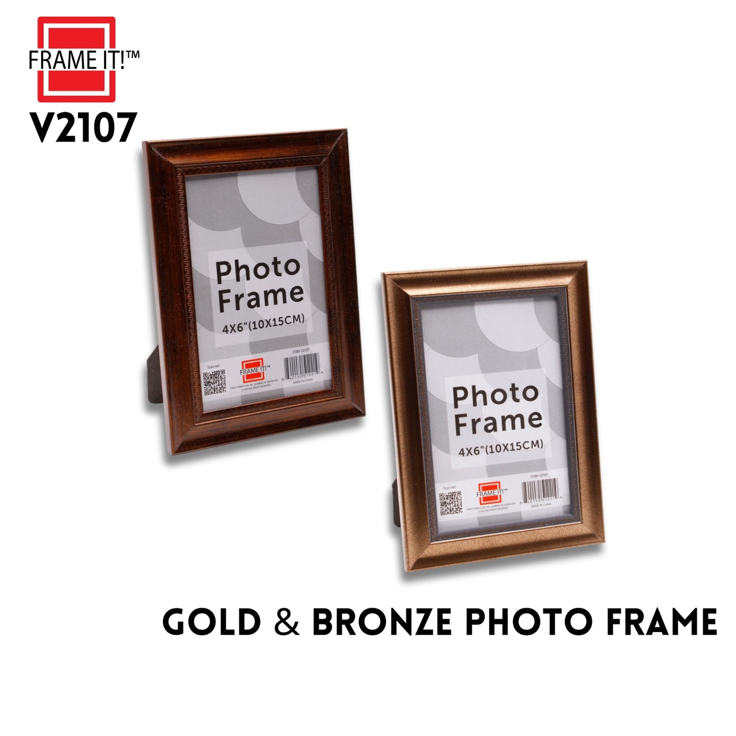 PS 4"x6" Photo Frame 2 Asst Gold & Bronze