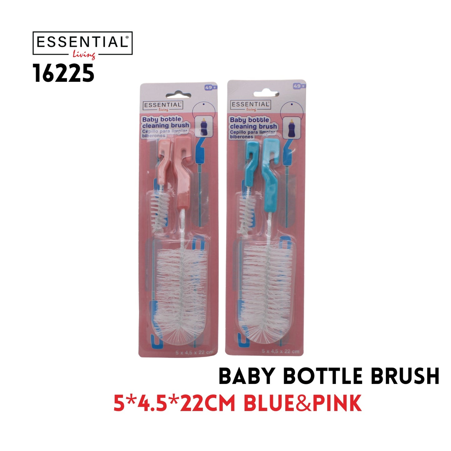 Bottle Brush, 5x4.5x22cm, Blue & Pink, PP,49g