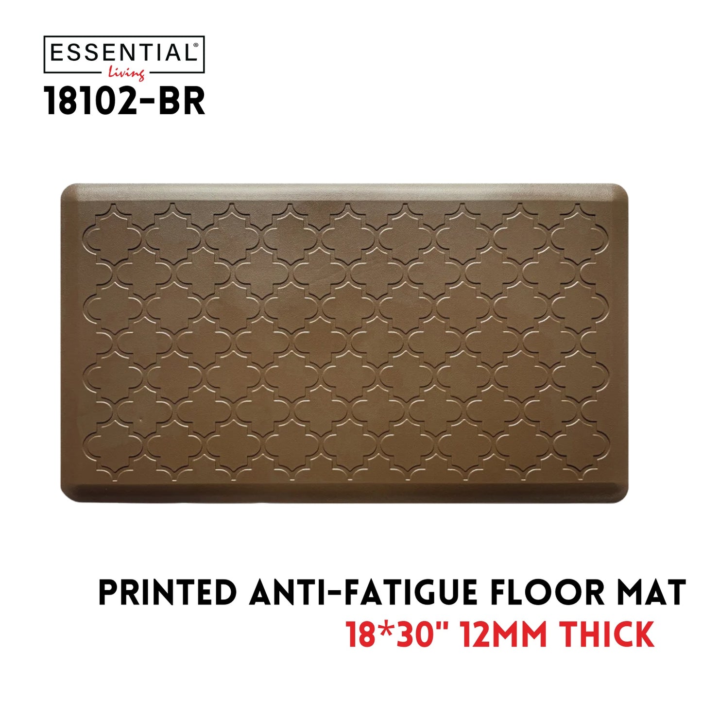 18x30" 12mm Embossed Diamond Fatigue Kitchen Mat - Brown