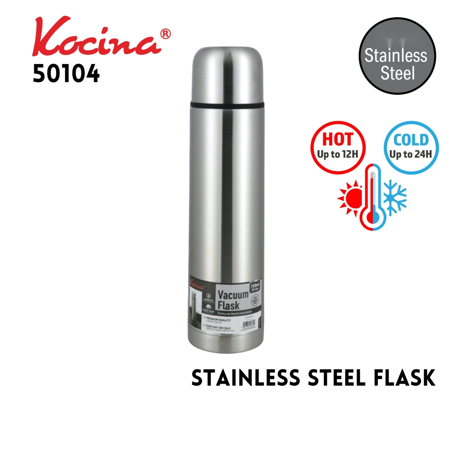 33.8oz Stainless Steel Flask (1000ml-1Lt)