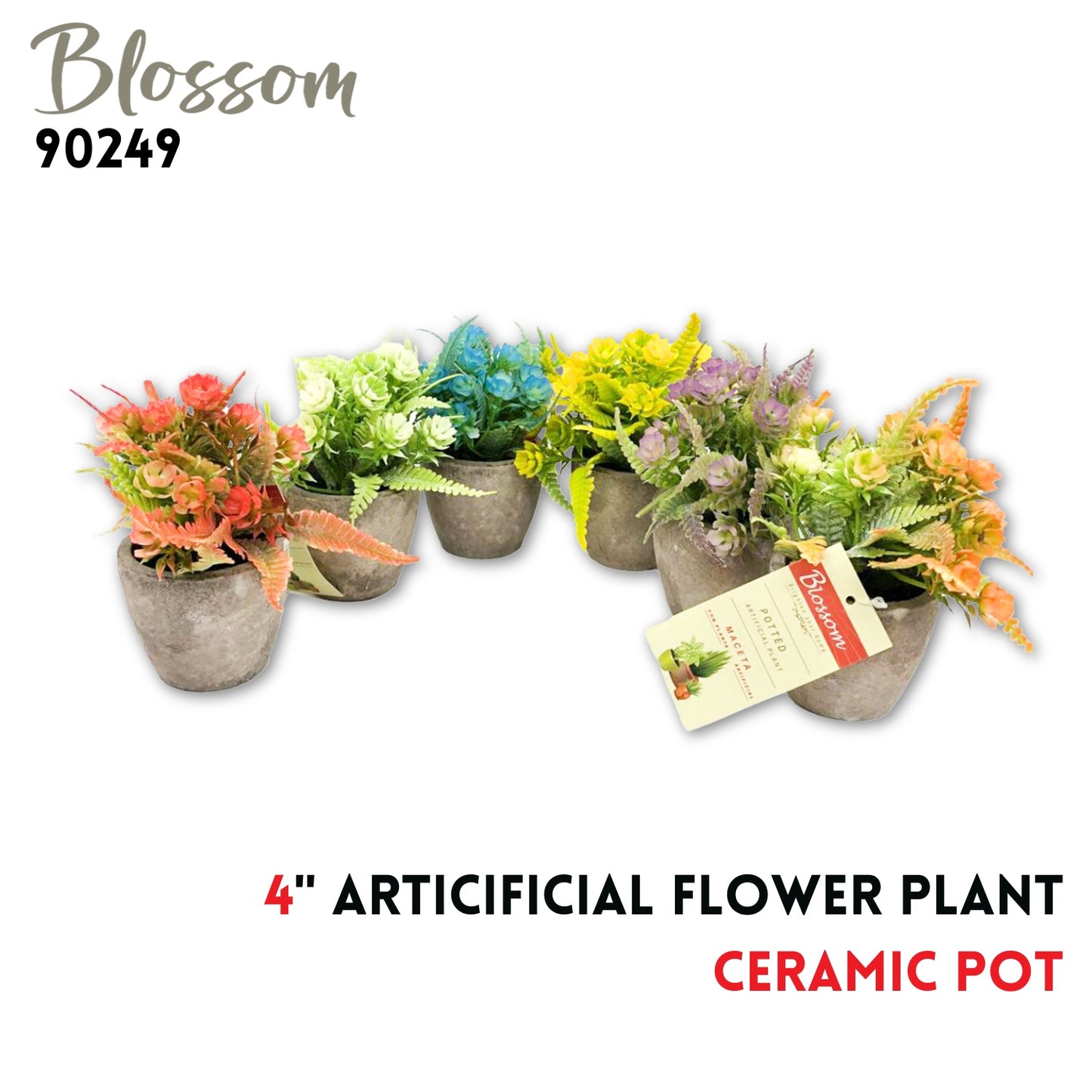 Art.4in.Flower Plant w. Ceramic Vase Asst..