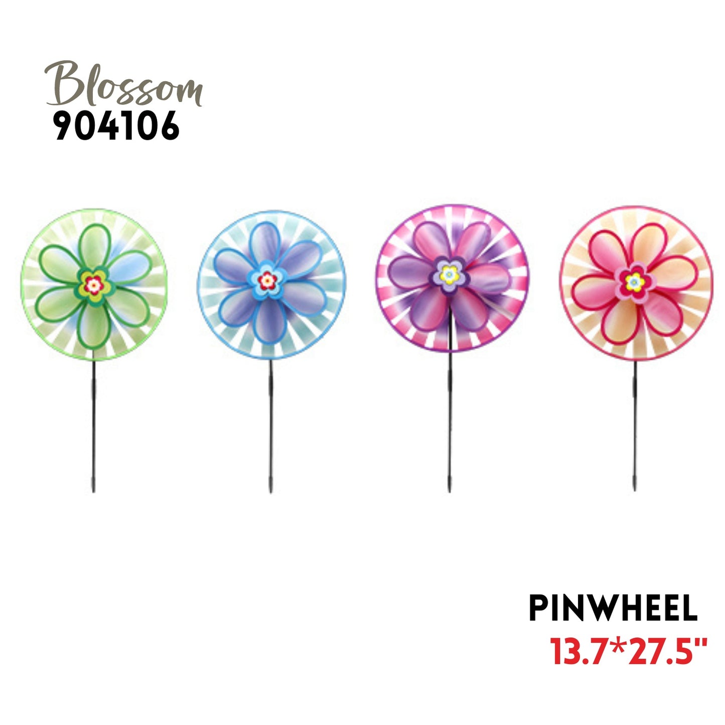 Pinwheel, D13.7"*H27.5", Cloth+Glass Fiber, Asstd colors