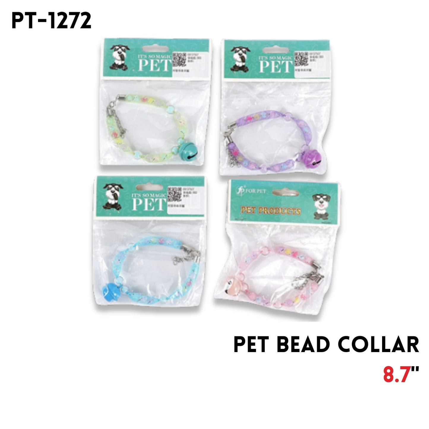 Pet Bead Collar, 4 Colors Asstd, 8.7“