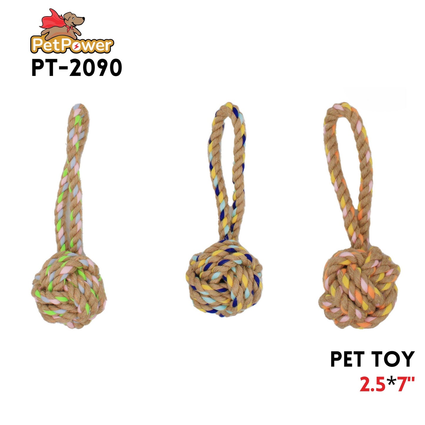 Pet Toy w/ball 2.5" x 7" long