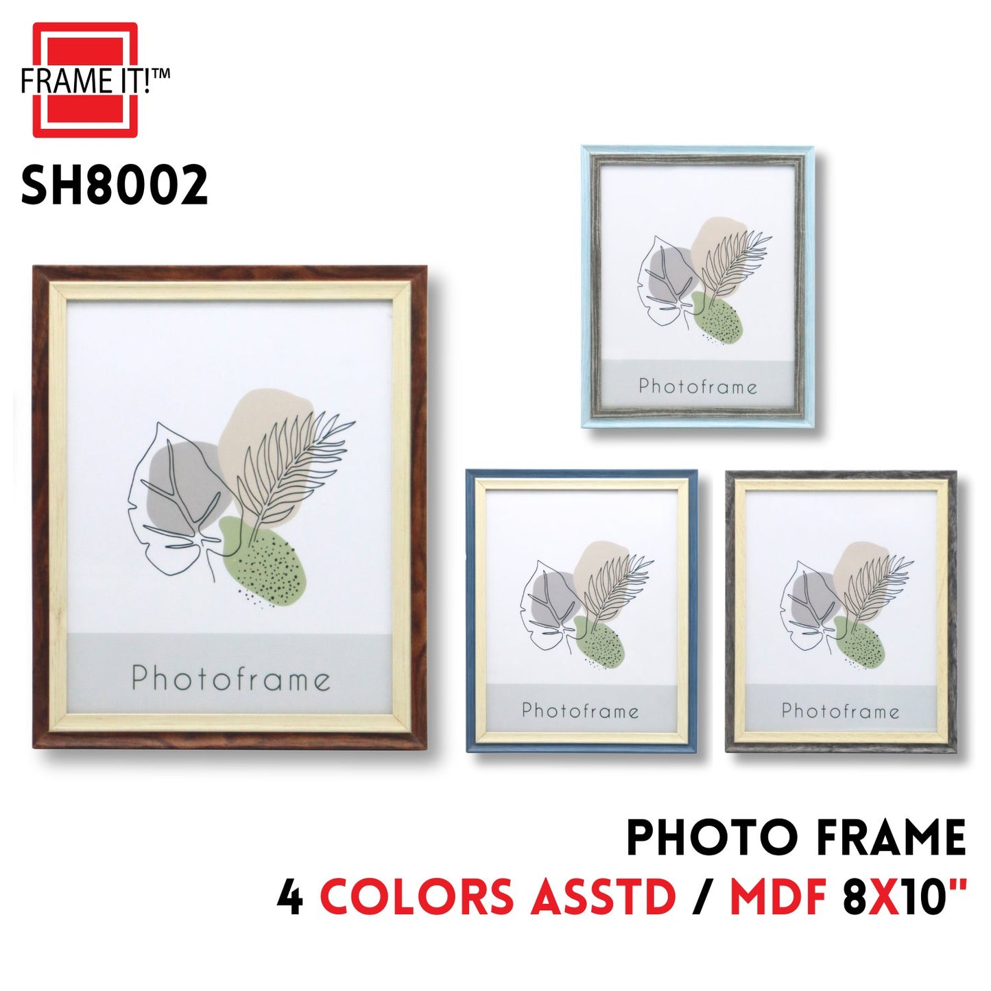 MDF Photo Frame 8x10" 4 Colors Asstd
