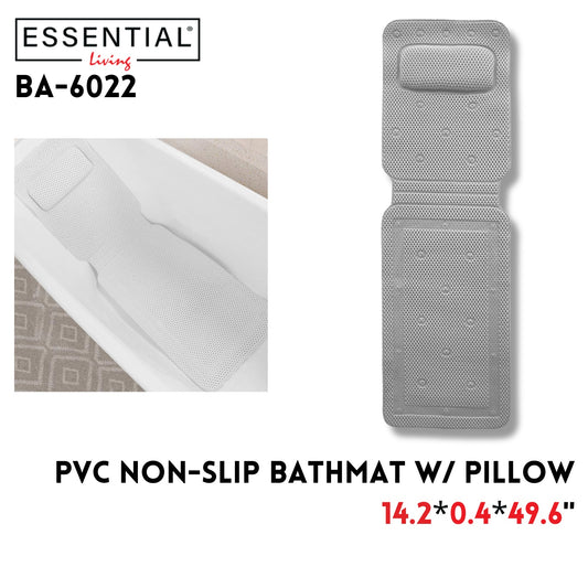 Pvc Non-Slip Bath Mat With Pillow 14.2*49.6*0.4Inch
