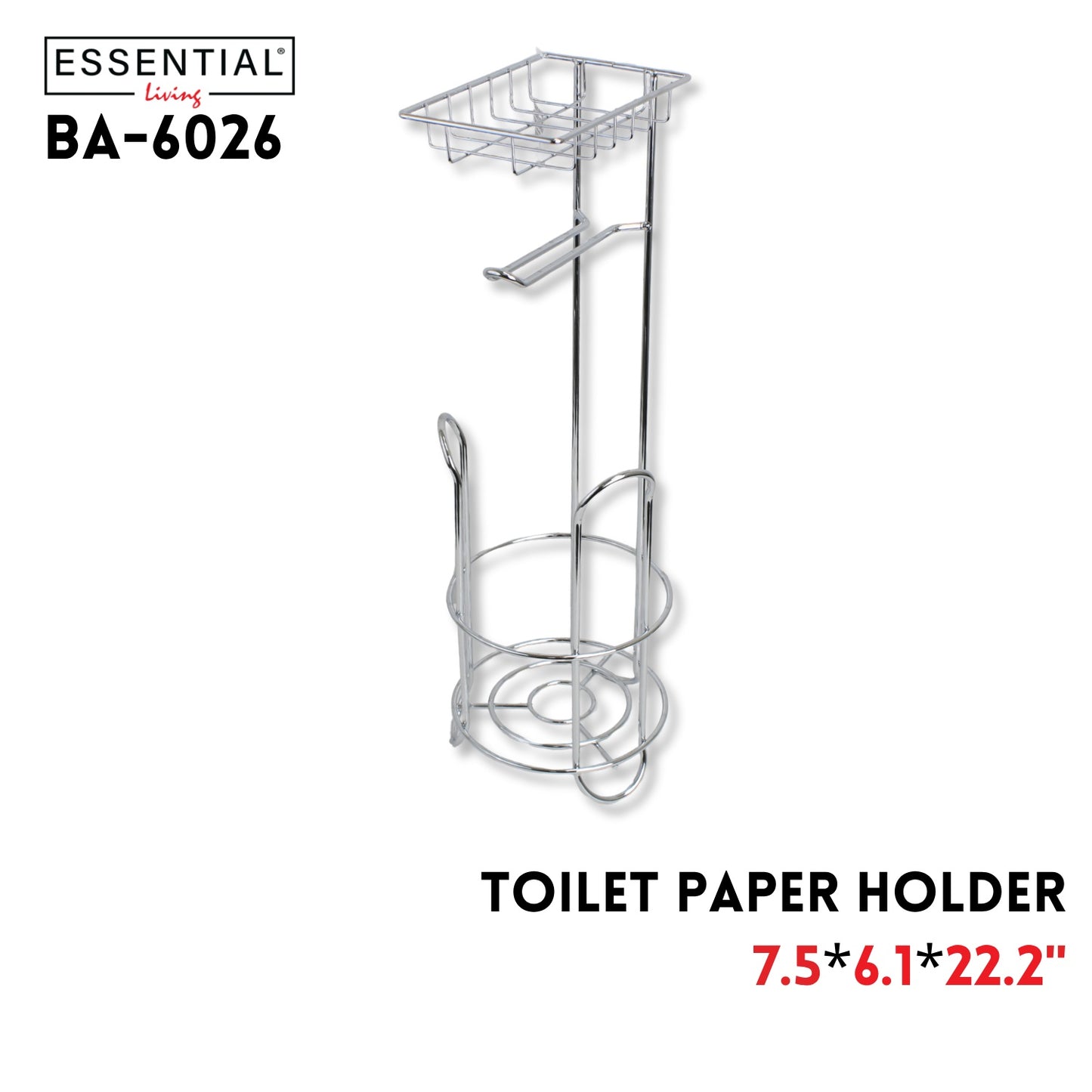 Toliet Paper Holder w/ Storage Shelf, 7.5"x6.1"x22.2"