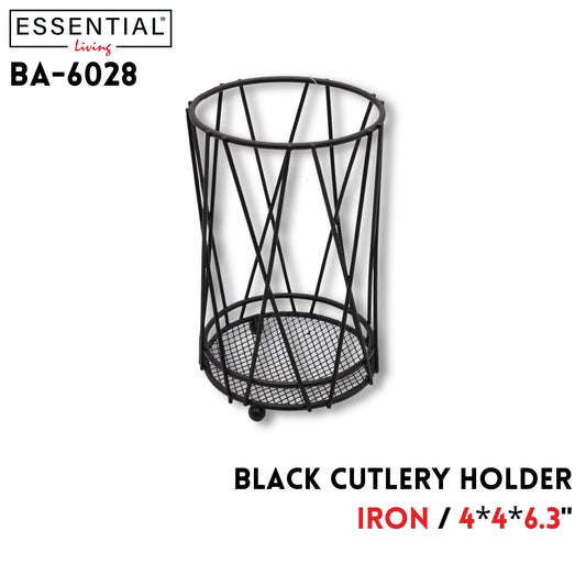 Cutlery holder,iron,black, 4"x4"x6.3"