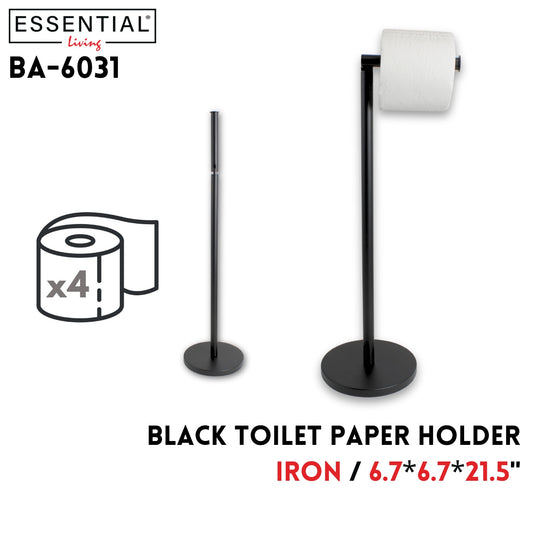 Toilet Paper Holder, black, 6.7"x6.7"x21.5"