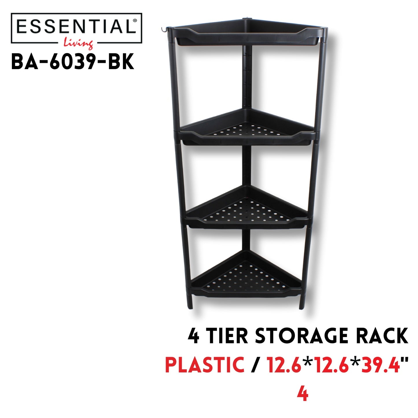 4 Tier Storage Rack, 12.6*12.6*39.4Inch