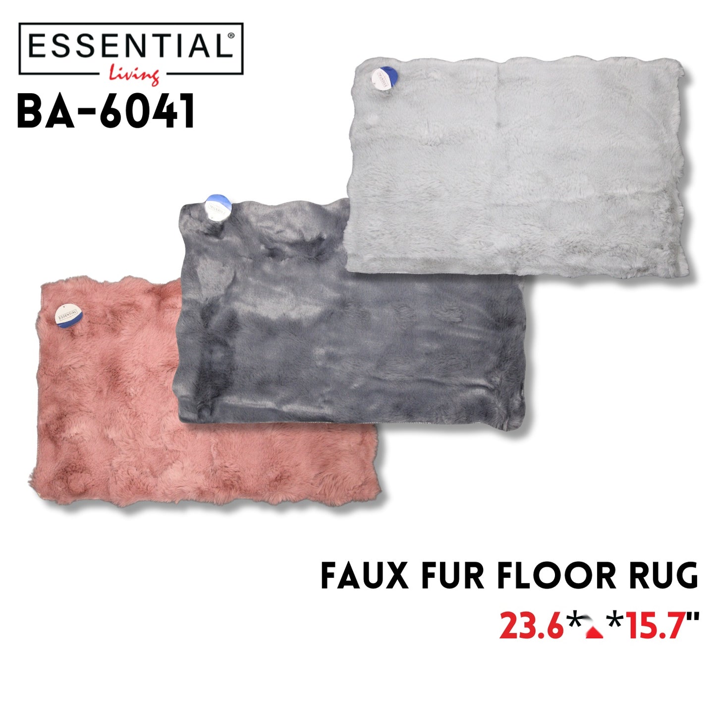 Fuax Fur Floor Rug, Plain Color, Pile 15.7*2.0*23.6" Inch
