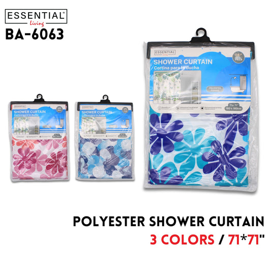 Shower Curtain, Polyester,71"X71", 3 colors