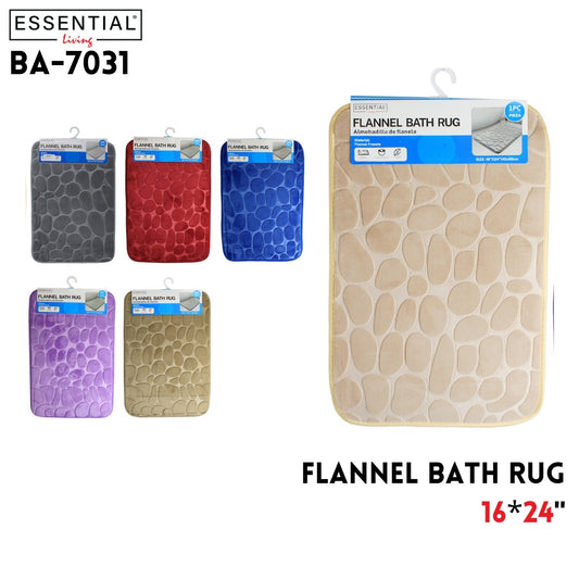 16"x24" Flannel Bath Rug, 6 Clrs Asstd