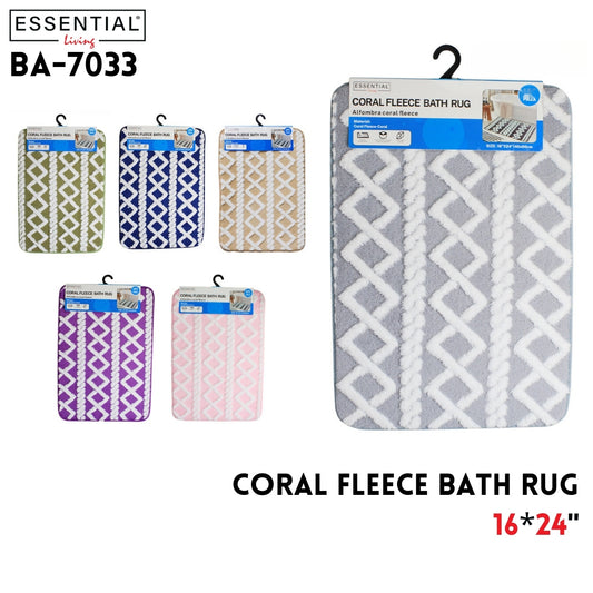 16"x24" Coral Fleece Bath Rug, 6 Clrs Asstd
