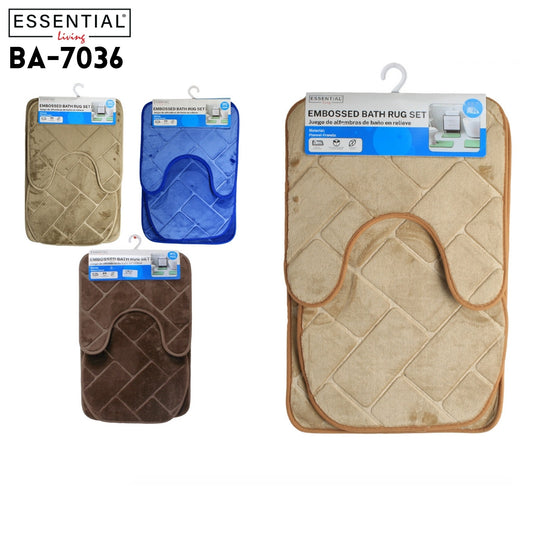 Embossed Bath Rug Set, 4 Clrs Asstd