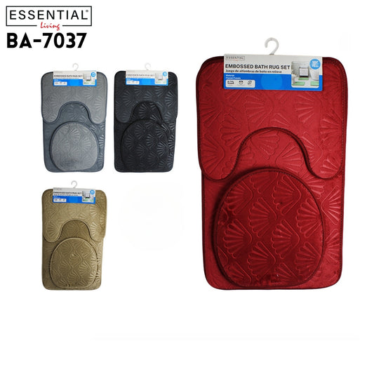 Embossed Bath Rug Set, 4 Clrs Asstd